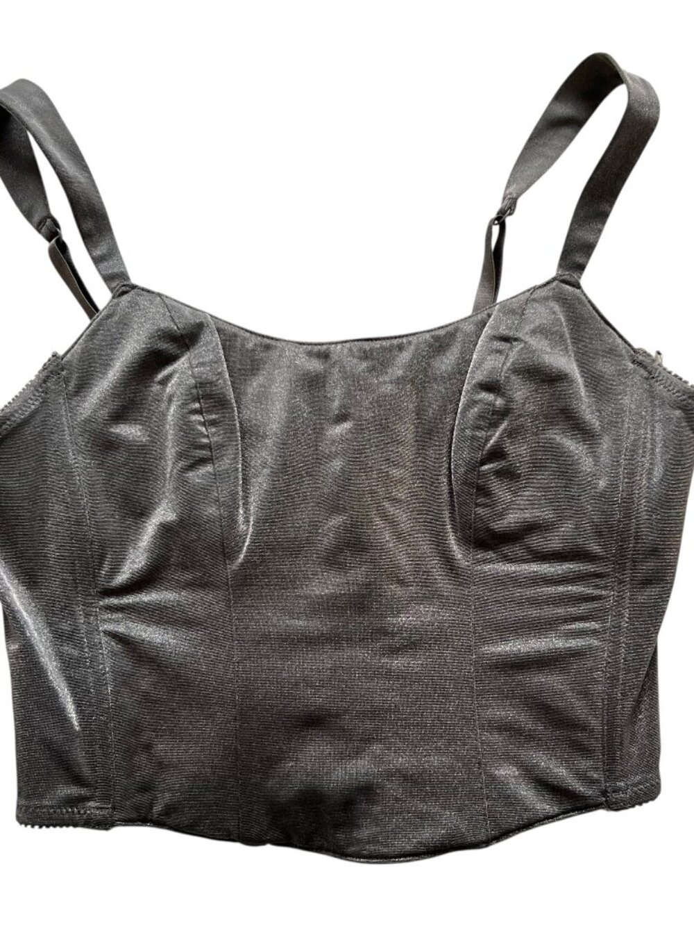 Vintage Victorias Secret Corset Bustier Metallic Silver gray